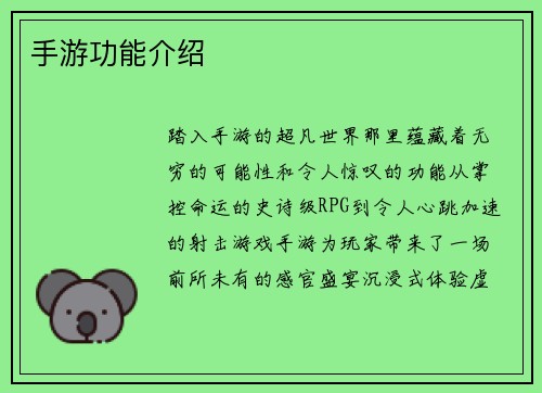 手游功能介绍