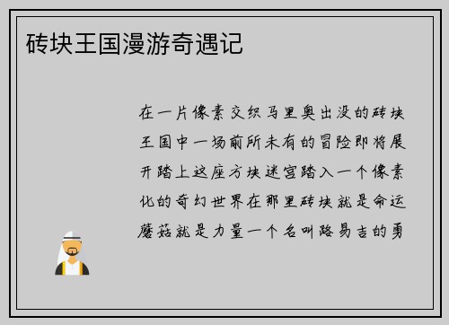 砖块王国漫游奇遇记